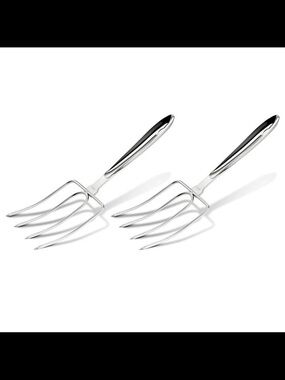 Set of 2 Stainless Steel Meat Forks - Silver